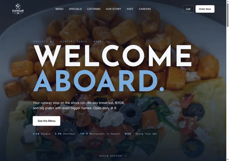Hangar 36 website screenshot
