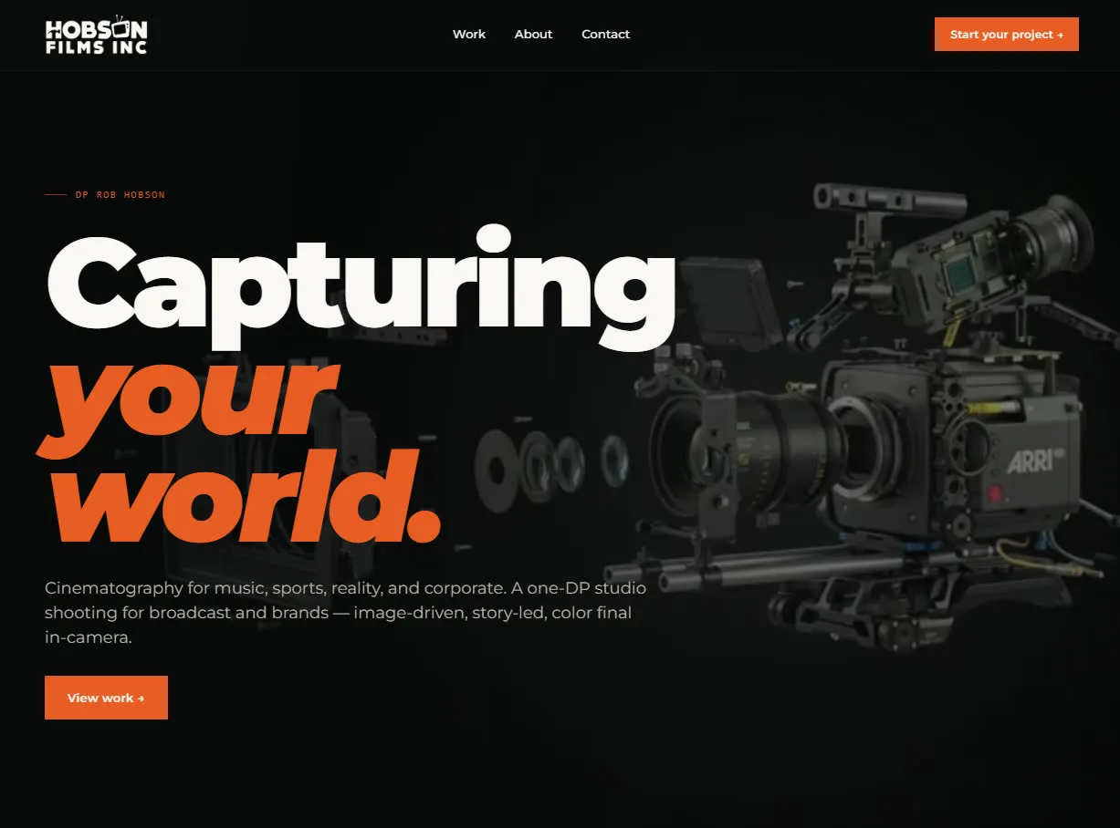 Hobson Films website screenshot