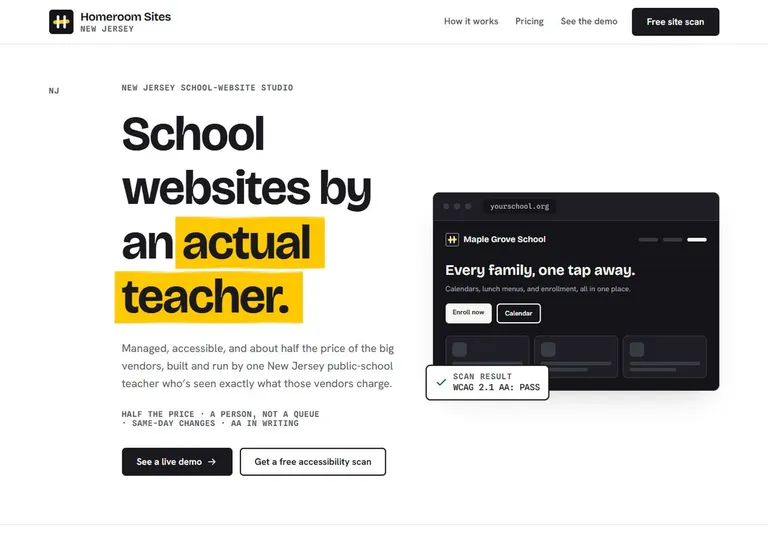 Homeroom Sites website screenshot