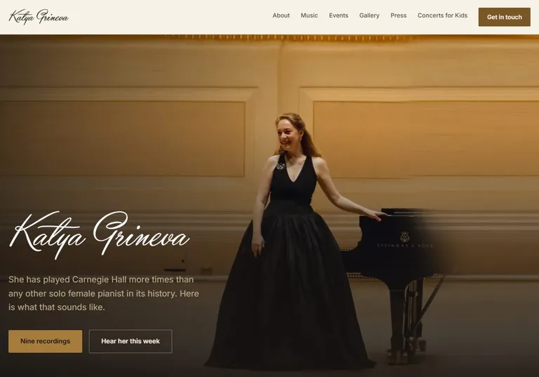 Katya Grineva website screenshot