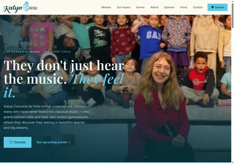Katya Concerts for Kids website screenshot
