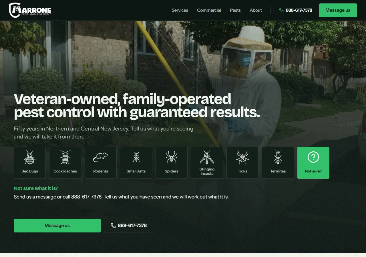 Marrone Pest Management website screenshot